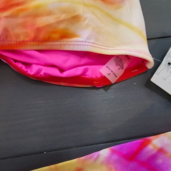 Tinibikini Large Tie Dye 2 Pc bandeau Front tie bow bikini top & bottom set - Picture 6 of 7